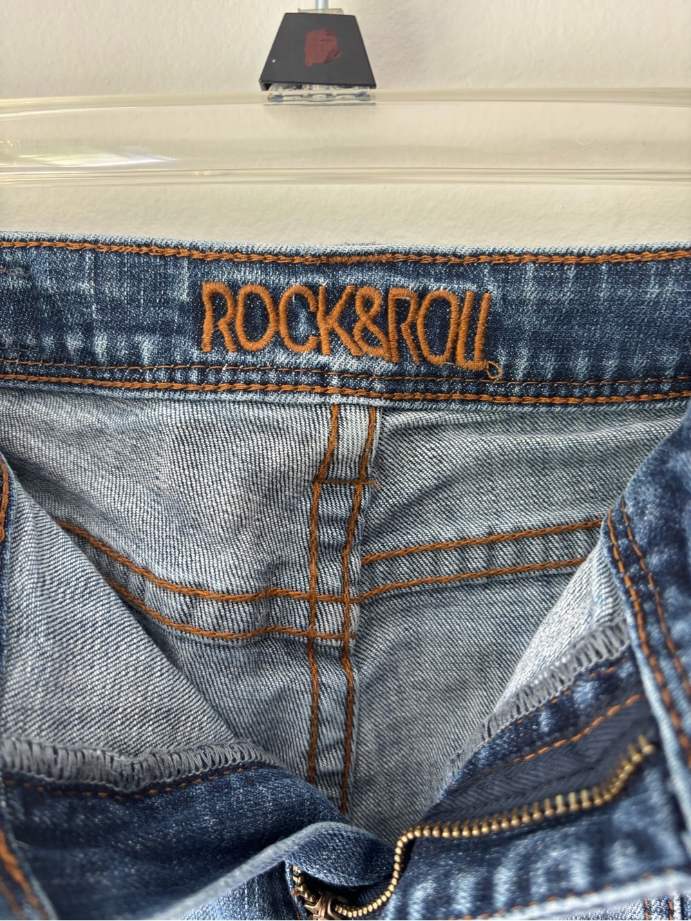 Rock & Roll Denim Front Seam High Rise Trouser Medium Wash Jean Wide Leg Bootcut - Picture 10 of 13